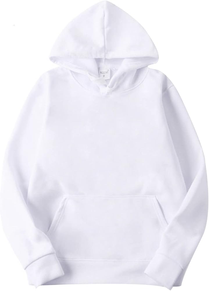 Men's Basic Long Sleeve Drawstring Hoodie Sweatshirt Casual Solid Color Pullover Tops