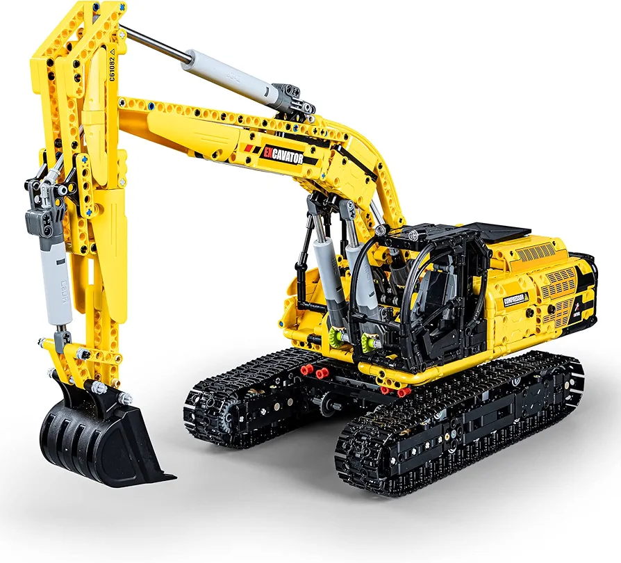 CaDA Excavator Building Set - 1:20 Scale Replica with Realistic Details, Manual and Electric Control, Extendable Features, and Remote-Controlled Functionality