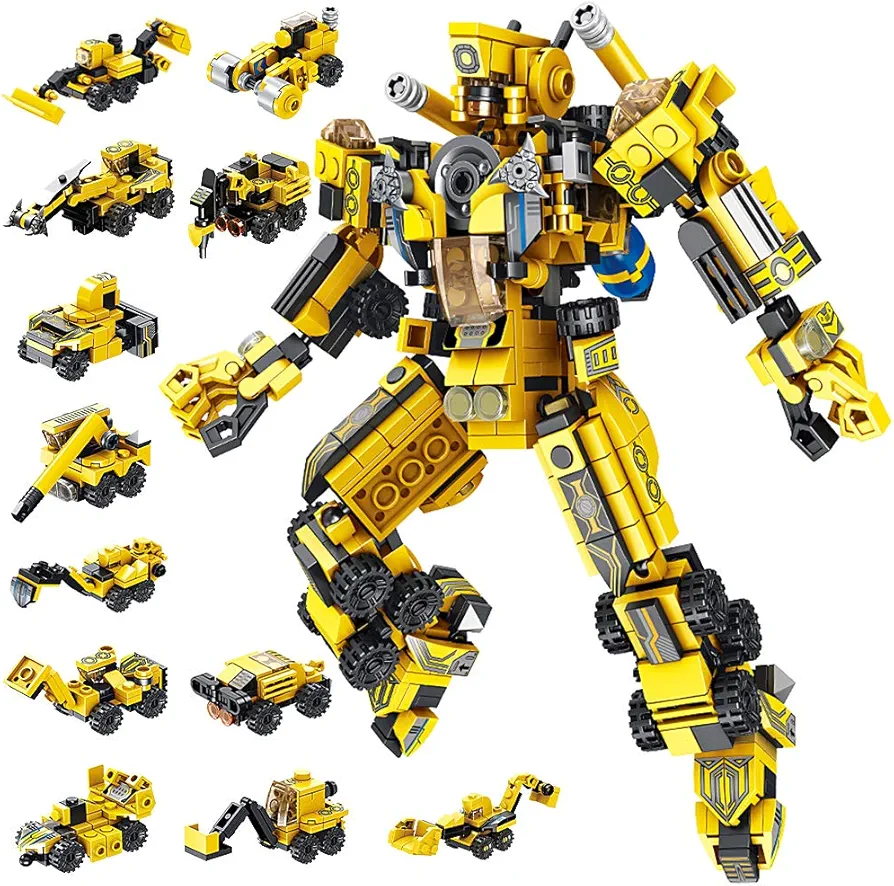 VATOS STEM Building Toys, 573 PCS Robot STEM Toys for 6 Year Old Boys 25-in-1 Engineering Building Bricks Construction Vehicles Kit Building Blocks Best Gifts for Kids Aged 6 7 8 9 10 11 12 Yr Old