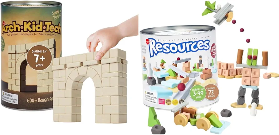 Arch Kid Tech & Resources: Roman Arch 69 Premium Pcs Building Blocks & 72 Pcs Standard Pack Montessori Building Blocks, Outdoor Learning & Creativity Toy Set for Kids 7+ Years