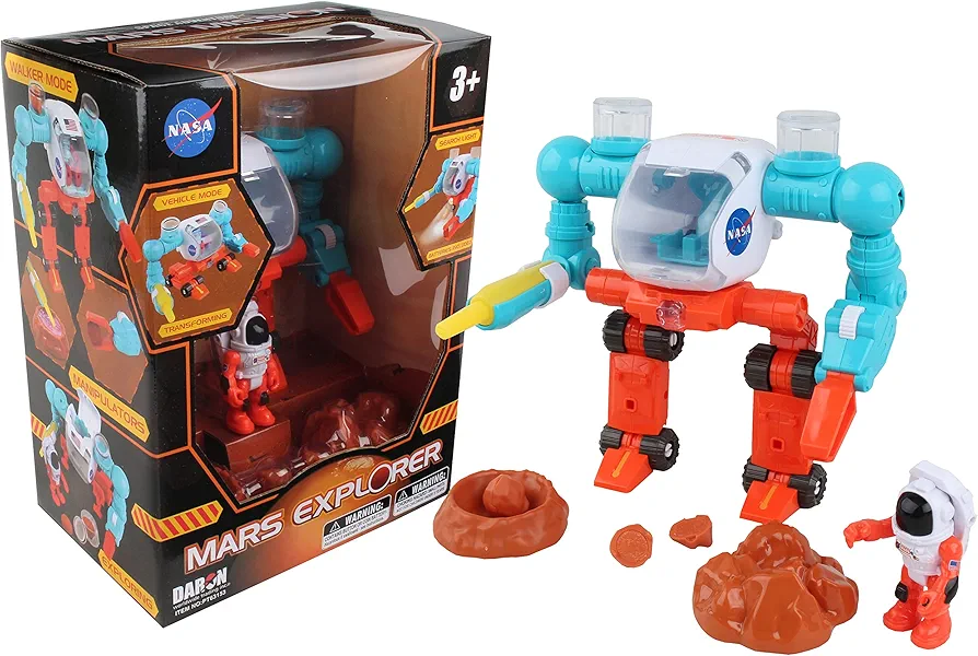 Daron Space Toy, Transformable Explorer Robot with Light, Astronaut Figure and Accessories, Transform from Walking to Driving Mode-Space Adventure Series Mars Mission