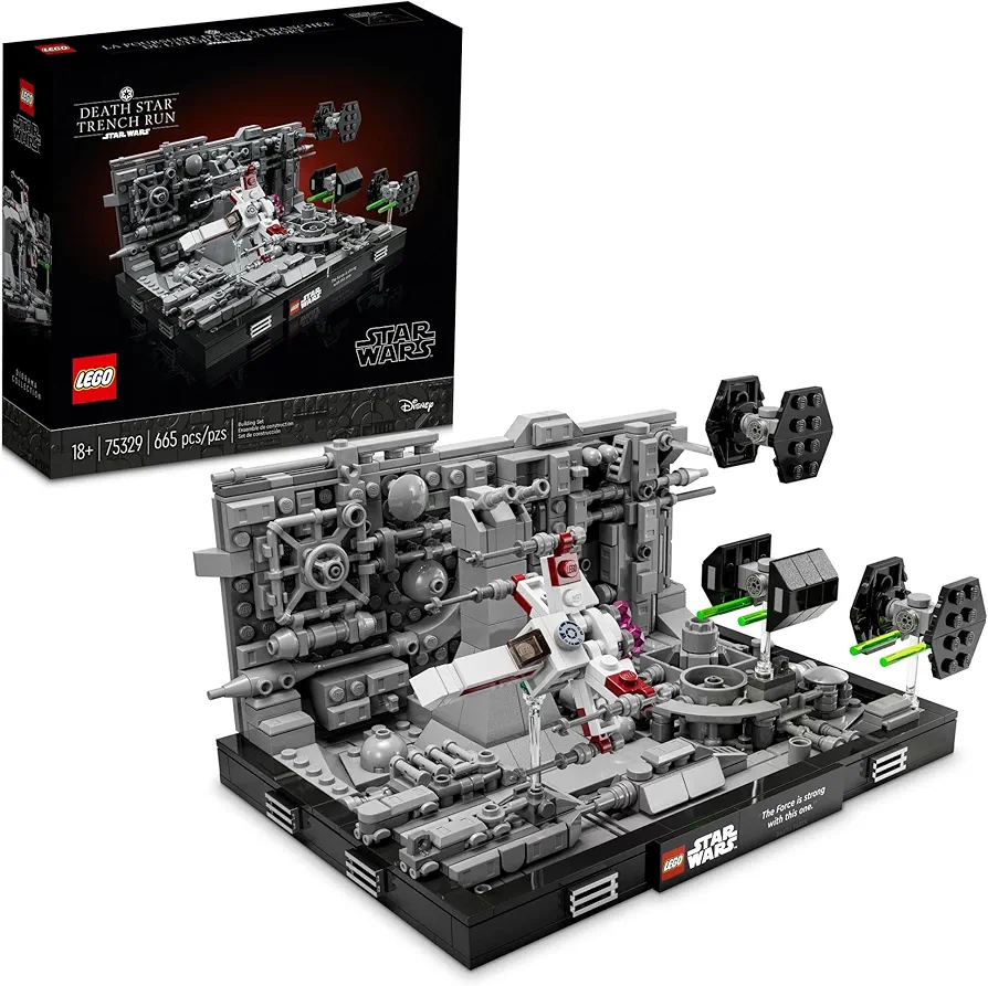 LEGO Star Wars Death Star Trench Run Diorama 75329 Set for Adults, Room Décor Memorabilia Gift with Darth Vader’s TIE Advanced fighter