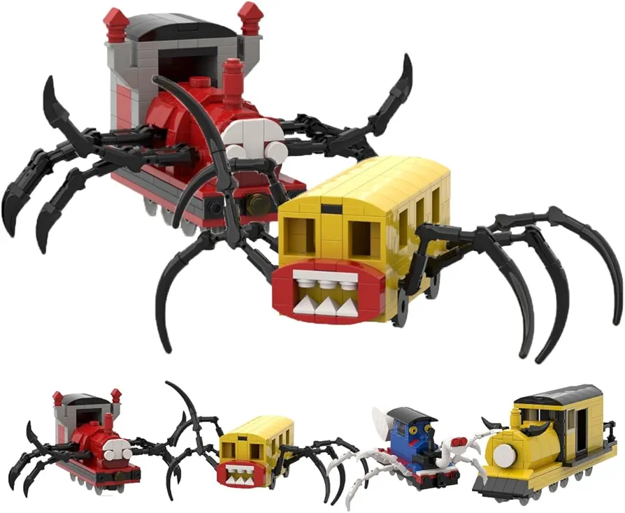 Cooh-Cho Chals Figure Building Block Set, Horror Game Spider Train Monster Model Toys Collectible Building Bricks Birthday Gift for Kids Adults Fans