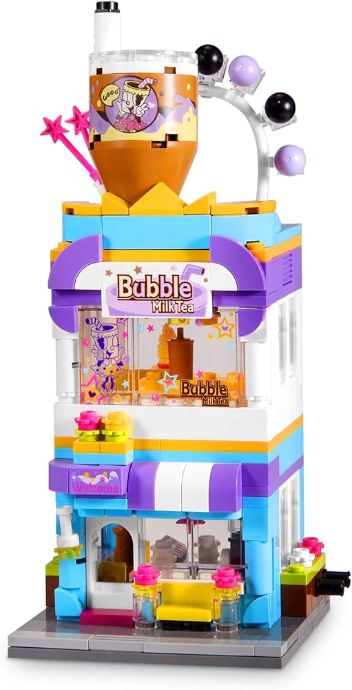 Building Blocks Toys for 7-10 Years Old Girls, 302pcs Dream Bubble Tea House Building Street-View Kits, Construction Educational STEM Toys for Kids, Girls Gifts for Age 7-12 Years Old