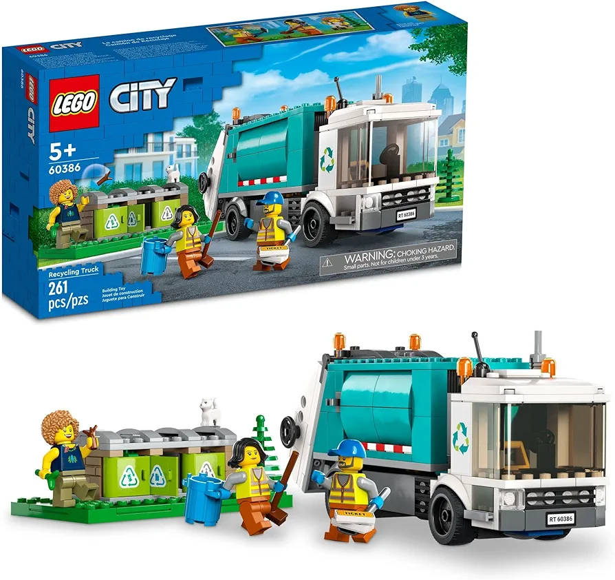 LEGO City Great Vehicles Recycling Car Building Kit with Toy Car, Educational Toys for Kids, Teach You Recycling by Play, Gift for Boys and Girls from 5 Years 60386