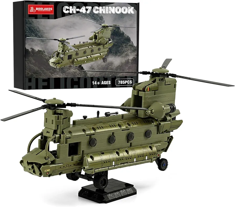 Military Helicopter CH-47 Chinook, Military Transport Helicopter Building Block Set, Iconic US Army Airplane Toy Display Model for Adult Gift Giving (785pcs)