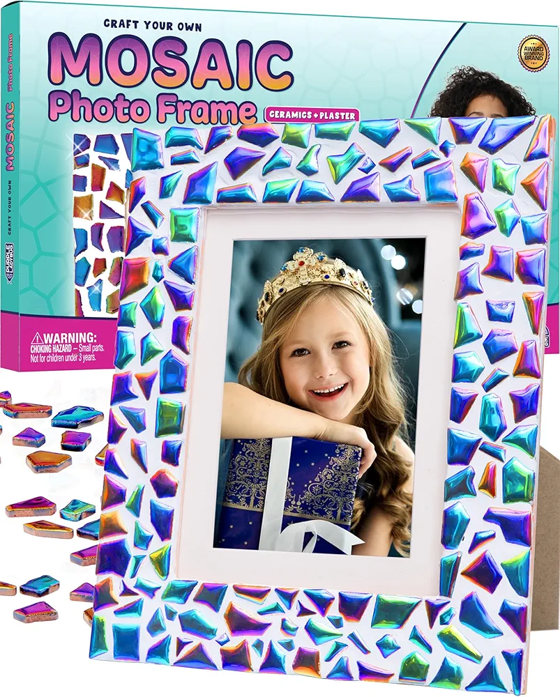 DIY Picture Frame Mosaic Kits for Kids - Fun Arts and Crafts for Kids Ages 8-12 & 10 Year Old Girl Gift Ideas - Birthday Gifts for 8 Year Old Girls & Girls Crafts Age 10-12