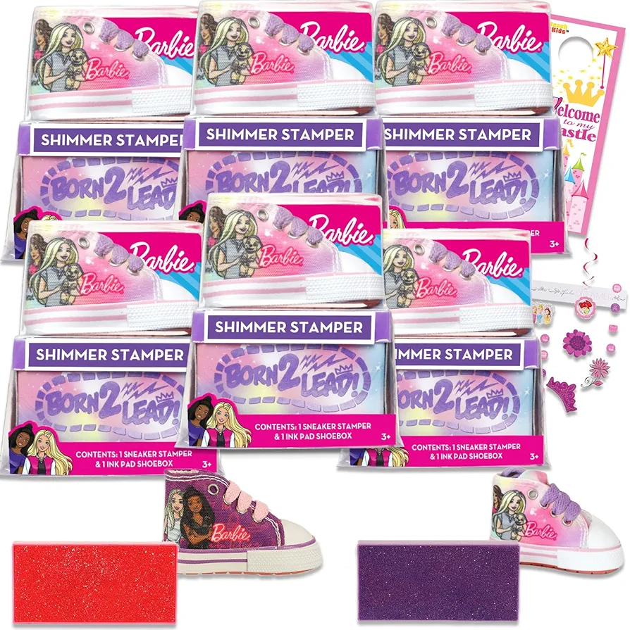 Disney Barbie Art Supplies Set - Barbie Stamps for Kids Bundle includes 6 Barbie Sneaker Stampers, Ink Pads, Stickers, More | Barbie Activity Set for Girls