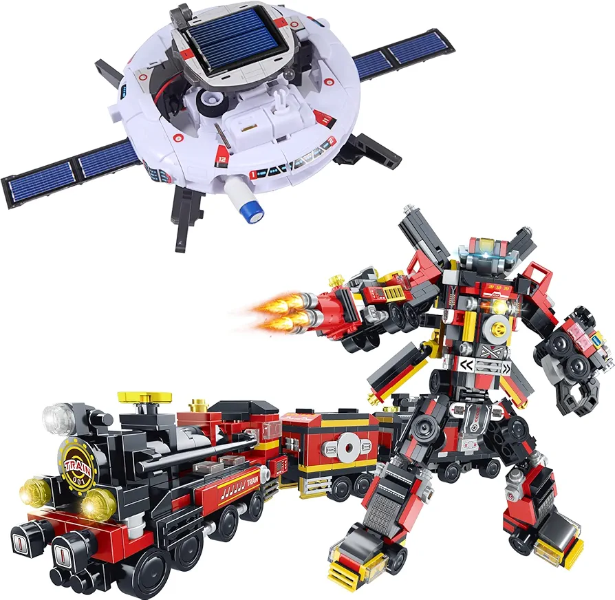 STEM Projects for Kids Age 8-14, Train Sets Construct Kits for Kids Age 9-16, 8-in-2 Building Blocks Robots Toys Gifts for Boys, 766Pcs Building Sets for Teenage Ages 10 11 12 13 14 15.