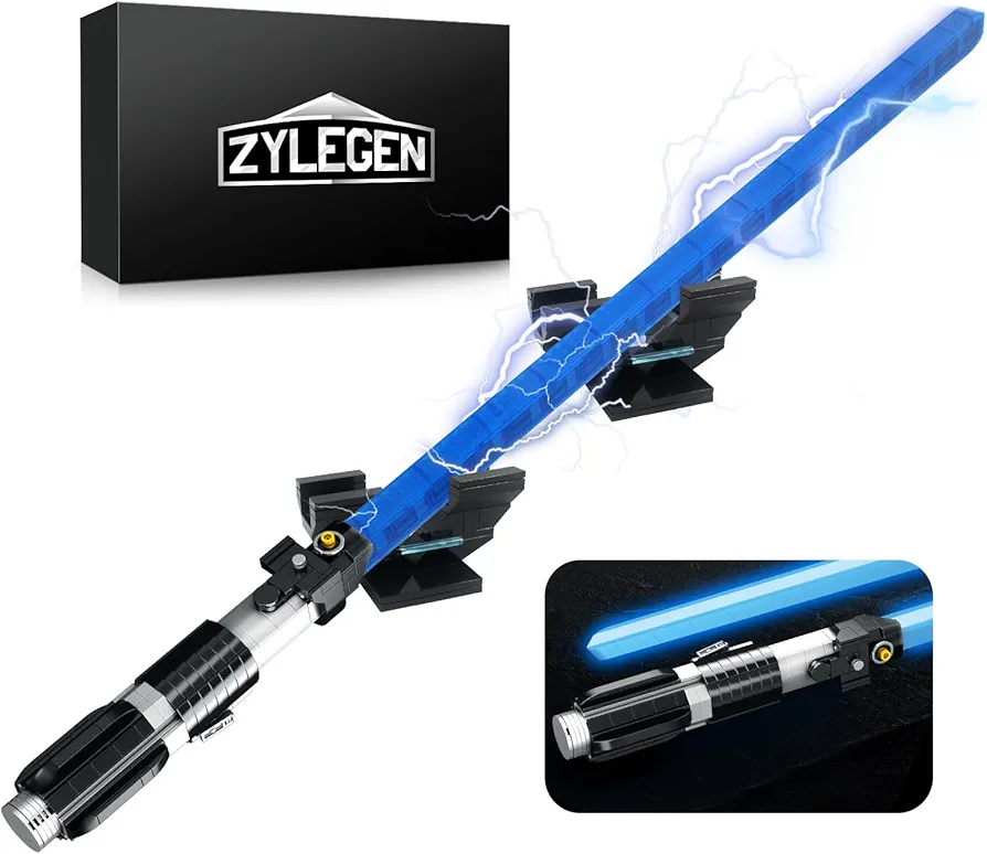 ZYLEGEN Lightsaber Building Toy, Light Saber Dueling with Stand and Skidproof Handle, Fluorescent Lightsabers for Adults Children Kids Teens Gifts, Halloween Cosplay Party(629Pcs)