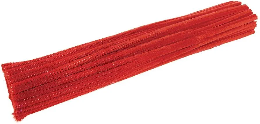 Colorations Red Chenille Stem Pipe Cleaners, Pack of 100, Arts & Crafts, Decorating, STEM, Single Color, Activities for Kids, Crafting, Straw Cleaner, DIY