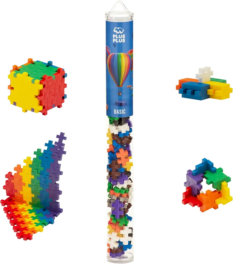 PLUS PLUS – Open Play Tube – 70 Piece Basic Color Mix – Construction Building STEM | STEAM Toy, Interlocking Mini Puzzle Blocks for Kids