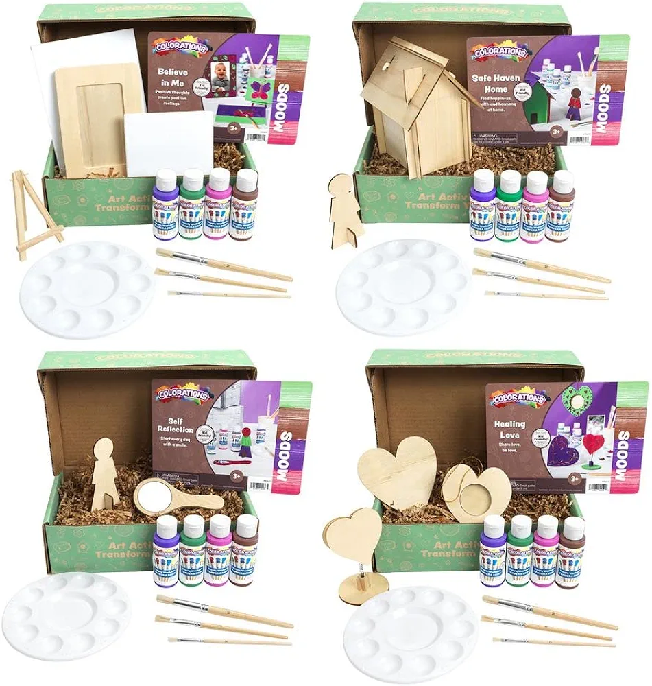 Colorations Moods, Social Emotional Learning Art Kits, Healing, 2 Different Activity Painting Kits, 3 of Each, 6 in Total, Painting Craft All Ages