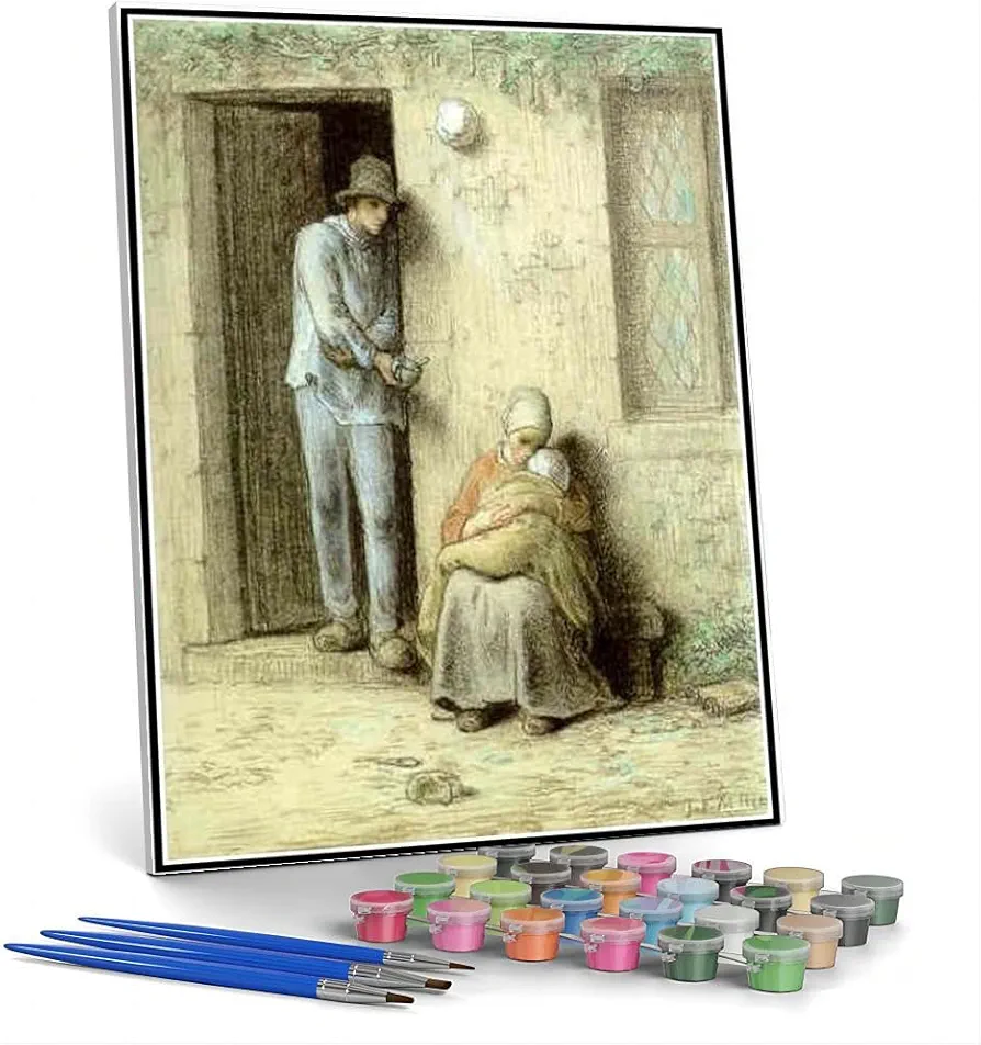 Paint by Numbers Kits for Adults and Kids The Infant The Sick Child Painting by Jean-Francois Millet Arts Craft for Home Wall Decor