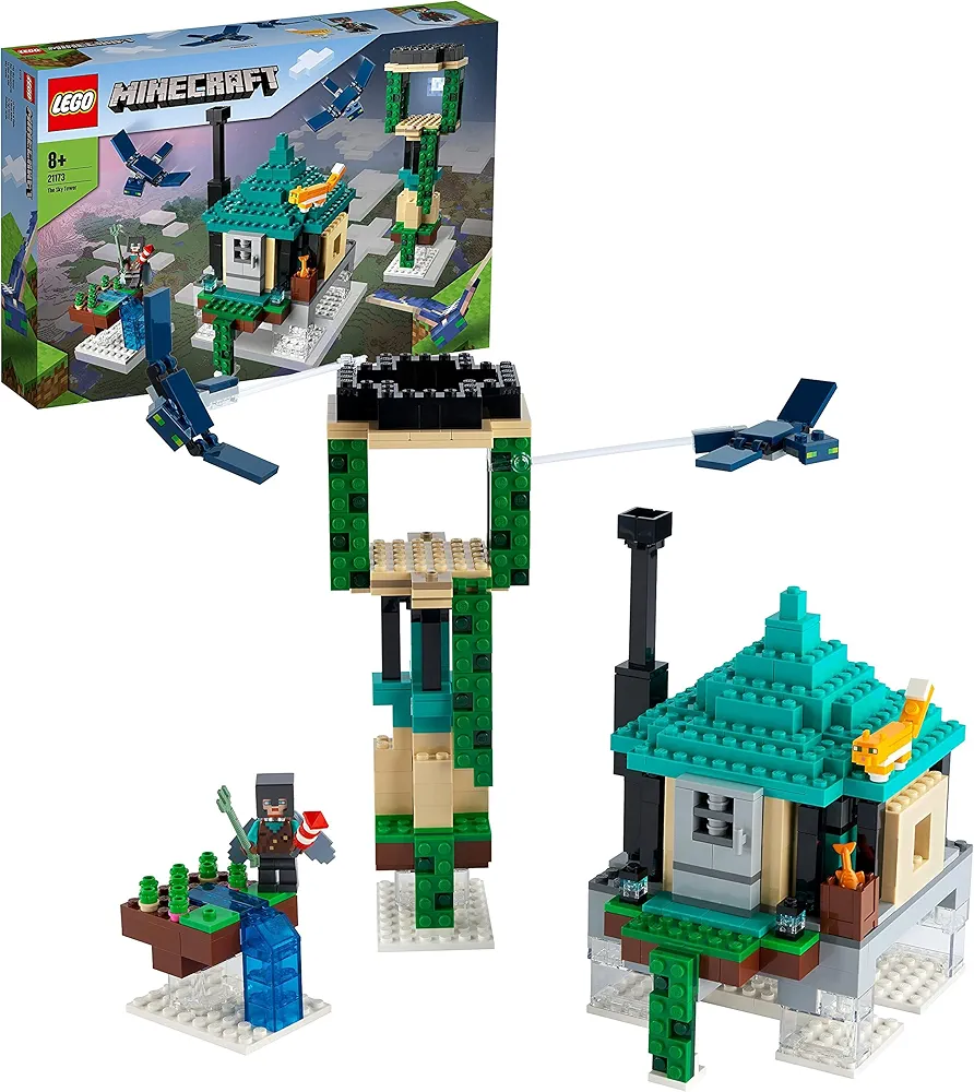 LEGO 21173 Minecraft Tower of The Sky Toy for Boys and Girls with Pilot Figures, Cat and 2 Flying Phantoms