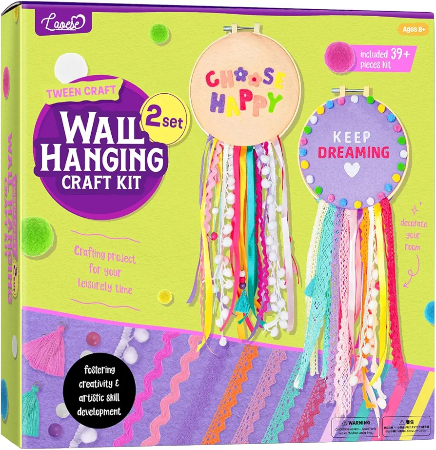 LAOESE Dream Catcher Kids' Felt Craft Kits - 2 Set Sewing Kit for Kids Arts and Crafts - Art Supplies Crafts Gift for Teens, Kid Toys Birthday Gift for Girls Ages 6 7 8-12 Year Old