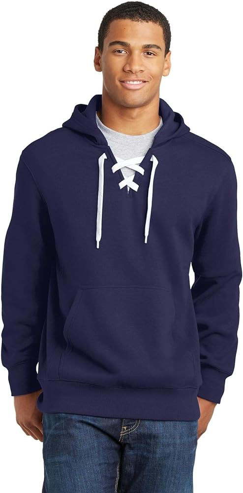 Lace Up Pullover Hooded Sweatshirt XL True Navy