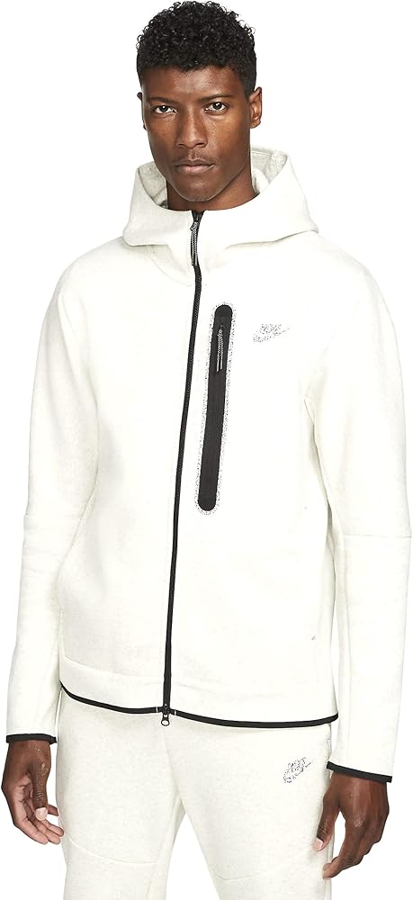 Nike Men's White/Heather Tech Fleece Full Zip Hoodie - XL