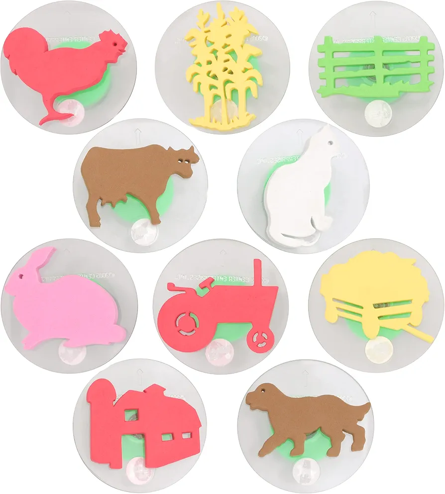 READY 2 LEARN Giant Stampers - Farm Adventure - Set of 10 - Easy to Hold Foam Stamps for Kids - Arts and Crafts Stamps for Displays, Posters, Signs and DIY Projects