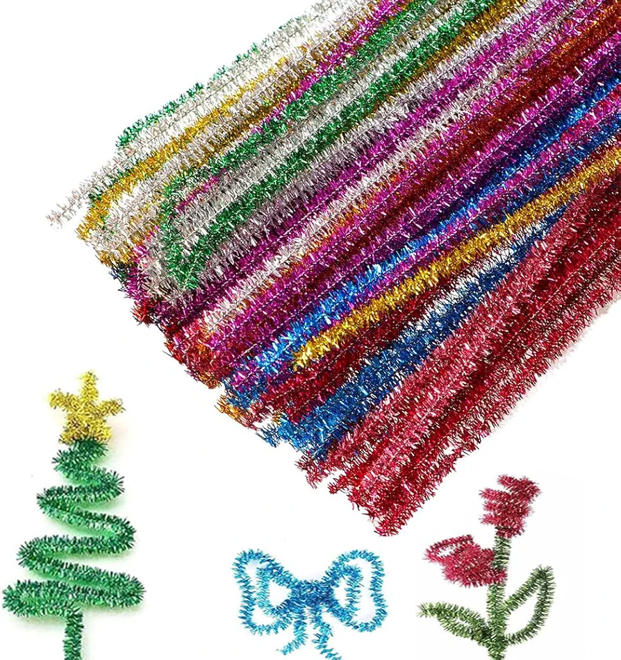 100 PCS Pipe Cleaners,Pipe Cleaners for Crafts,Pipe Cleaner Crafts,Chenille Stems for Craft Kids DIY Arts&Crafts Supplies (Shiny 100)