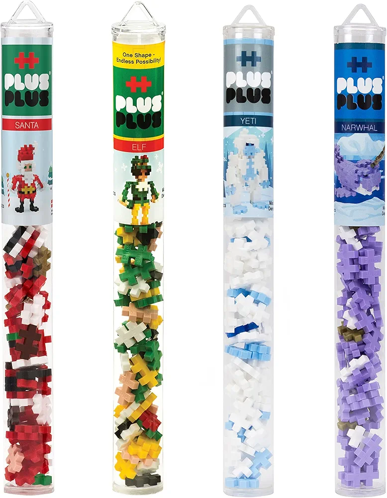 PLUS PLUS – Holiday Christmas Characters 4 Piece Bundle – 70 pc Tubes, Construction Building Stem Toy, Interlocking Mini Puzzle Blocks for Kids