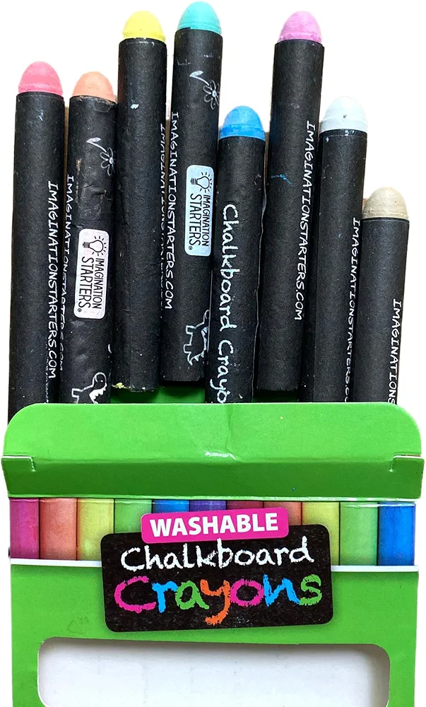 Chalkboard Crayons - 8 colors- no dust, low mess, wet wipe-able, clean, washable, great for vinyl, glass, chalkboard labels