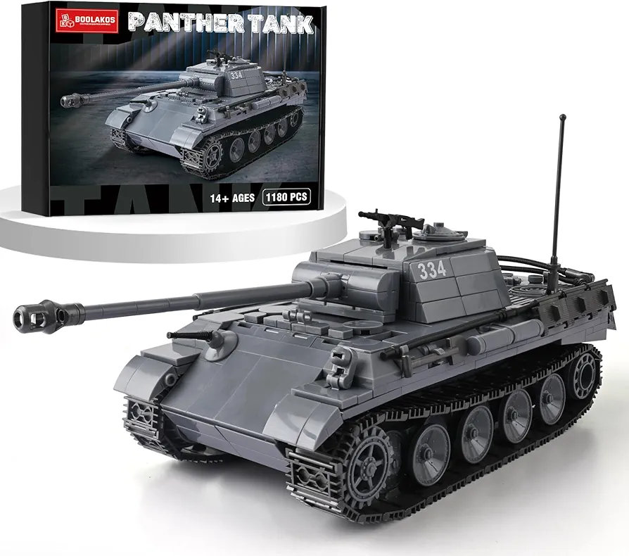 Panther V Tank, WW2 Military Panzer V Tank Building Block Set, WWII Army Tank Brick Set Toy for Adult Gift Giving (1,180 Pieces)