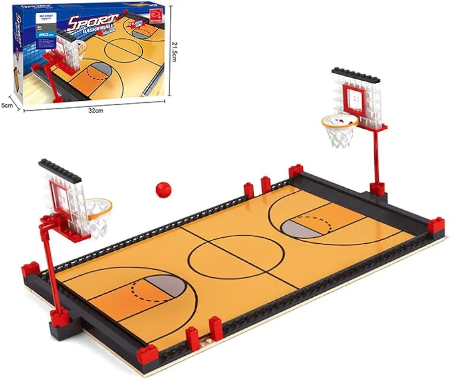 SAN D'ORCIA - Basketball Court NBA Sets Baseplates 4 Players Mini-figures and Basketball Stands Sport Building Bricks Game Building Block Education Toy Playset for Boys- Compatible with Major Brand