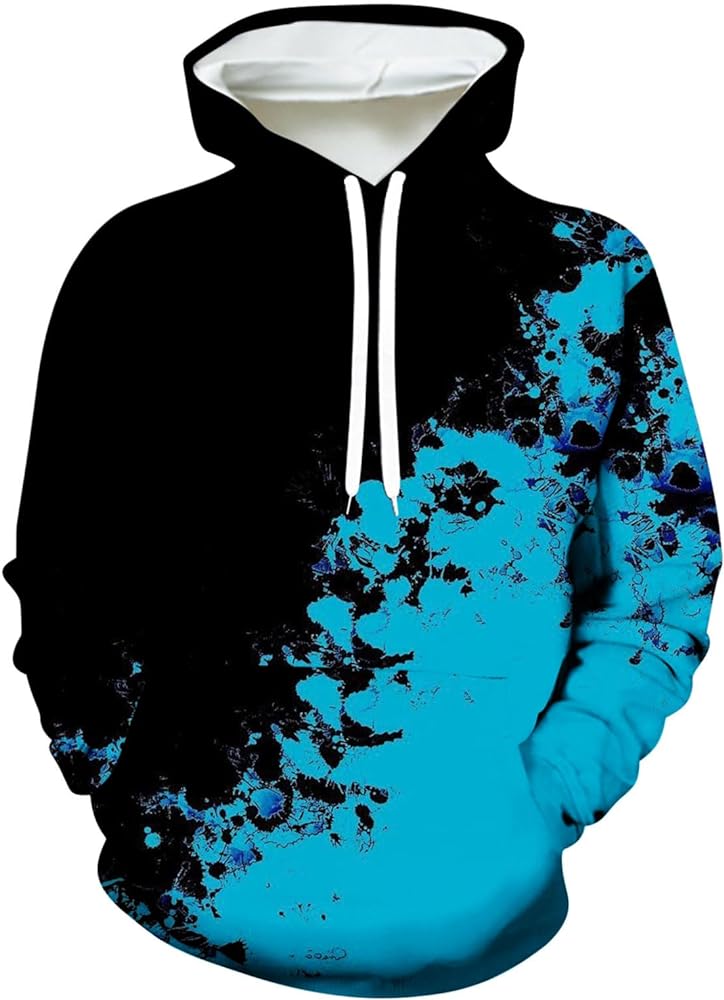 Muscularfit Hoodies for Men Graphic Funny Tie Dye Print Pullover Casual Stylish Long Sleeve Hooded Sweatshirts Loose Shirts