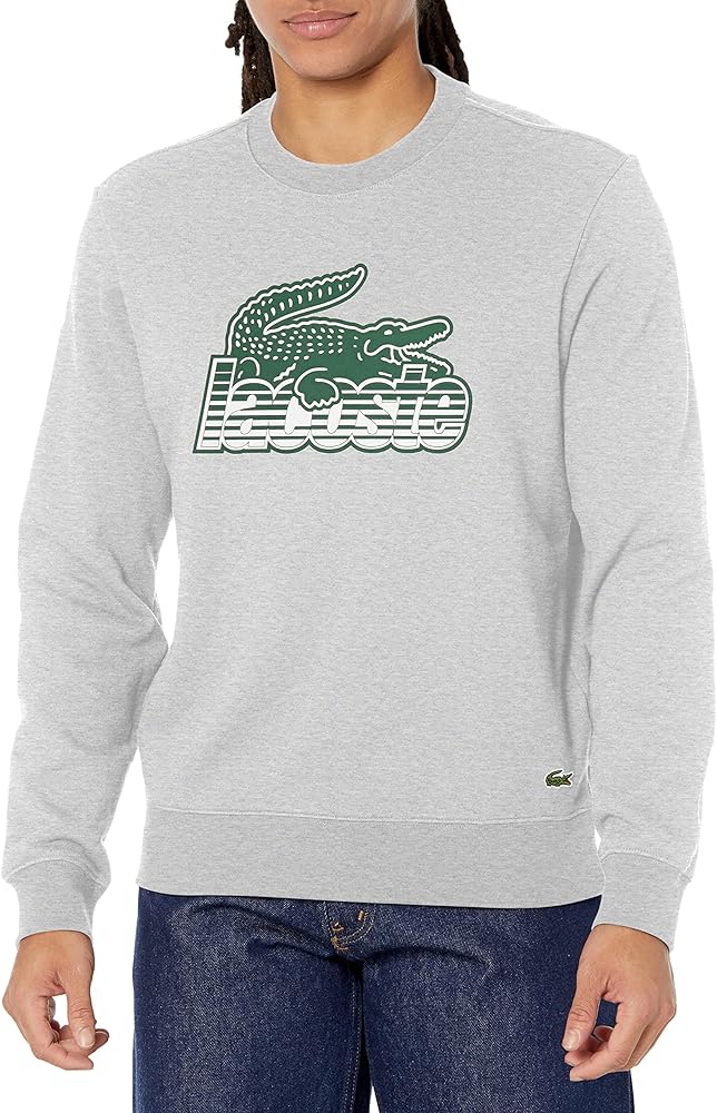 Lacoste Mens Crew Neck Unbrushed Fleece Sweatshirt