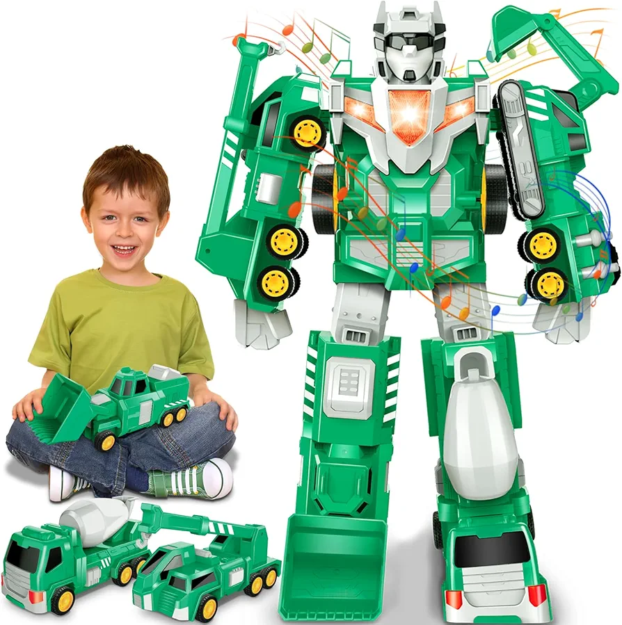 Laradola Toys for 3 4 5 6 7 8 Year Old - Transform Robot Kids Toys Cars | STEM Building Toddler for Ages 4-8 | 5 in 1 Construction Toys Christmas Birthday Gifts for Boy Girls