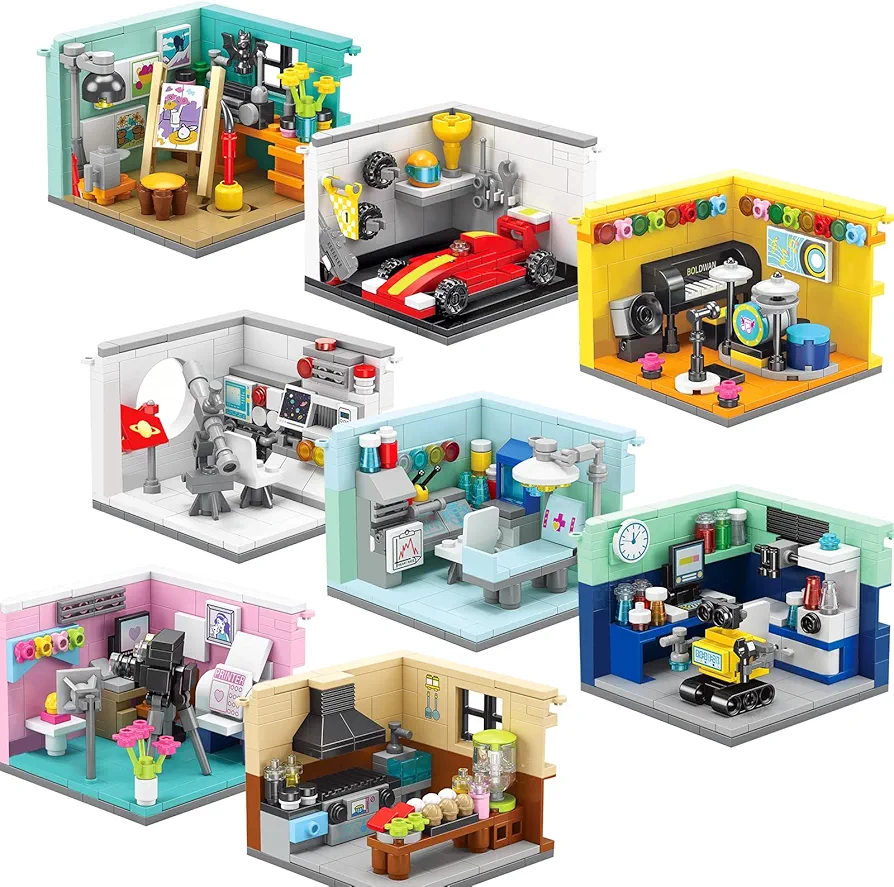 Toy Building Set, Friends House Collection 8 Packs Dream Home Building Blocks Model Kit, Creative Construction Building Sets, Christmas Birthday Gift for Children Teens Kids Boys Girls 8+