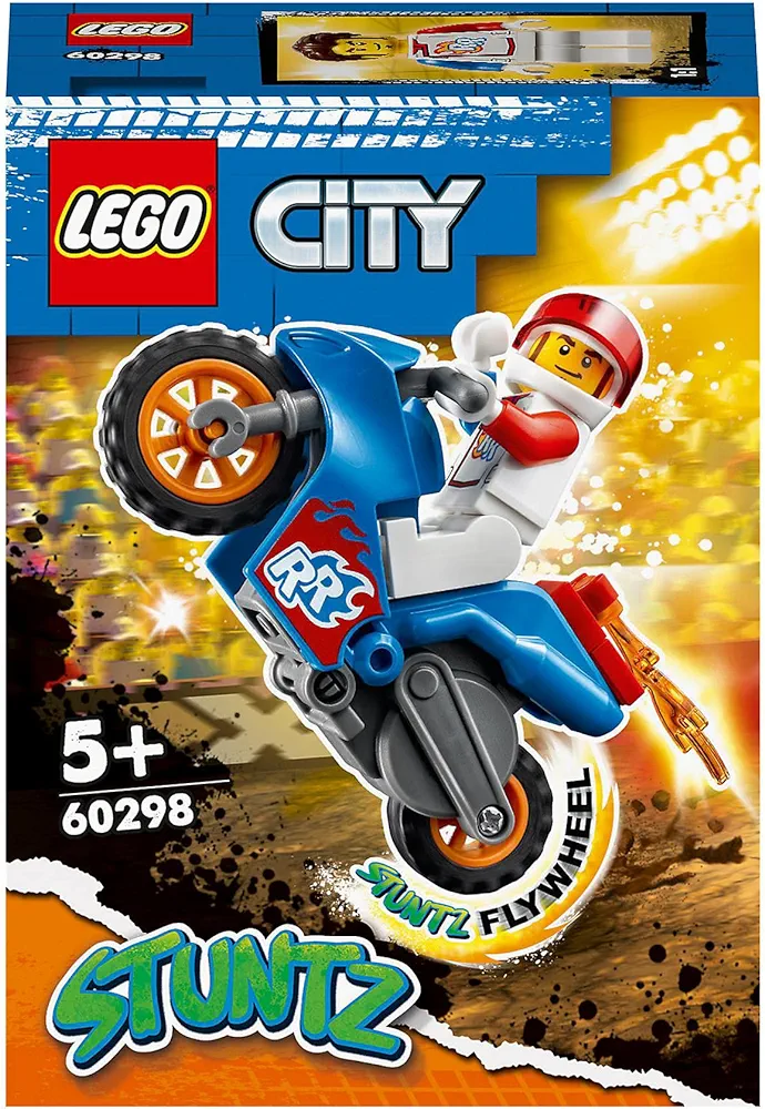 LEGO 60298 City Stuntz Rocket Stunt Bike Set with Flywheel-Powered Toy Motorbike & Rocket Racer Minifigure, Gifts Boys and Girls 5 Plus Years Old