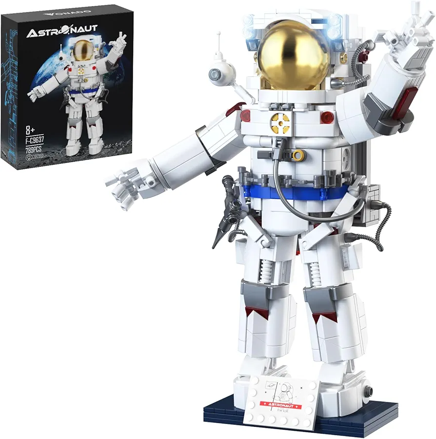 Space Astronaut Building Sets for Adults, Flexible Astronaut Building Blocks Model with Display Stand and LED Lights, Astronaut Building Block for Boys Girls Aged 8-14, Compatible with Lego(789 PCS)