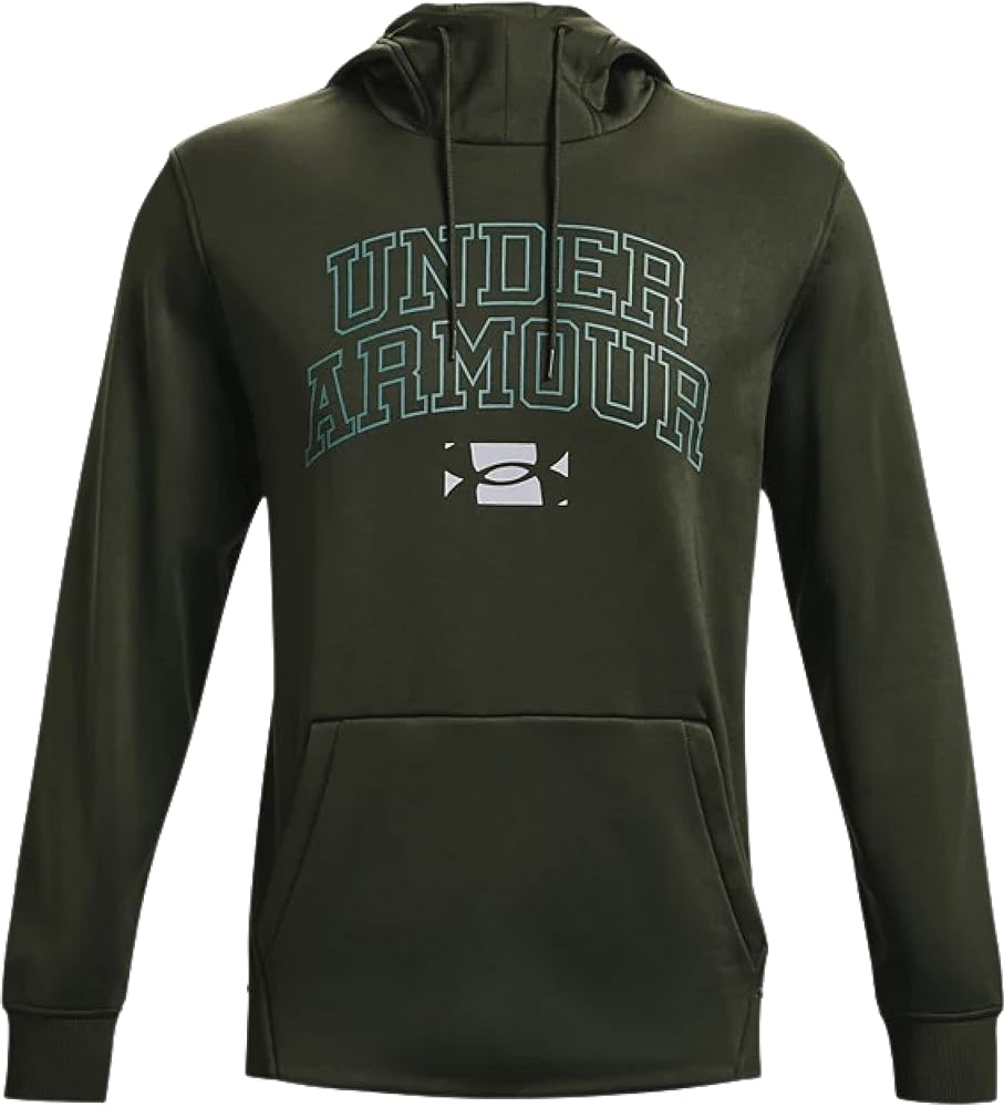 Under Armour Men's Fleece Script Hoodie Pullover 1366721 (Large, Baroque Green/Lichen Blue-310)