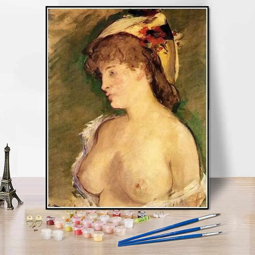 Paint by Numbers for Adult Kits The Blonde with Bare Breasts Painting by Edouard Manet Arts Craft for Home Wall Decor