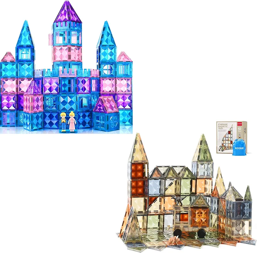 Magnetic Tiles - 3D Diamond Building Blocks, STEM Educational Kids Toys for Pretend Play, 3 4 5 6 7 8 Year Old Girl Birthday Gifts for Your Princess and Prince