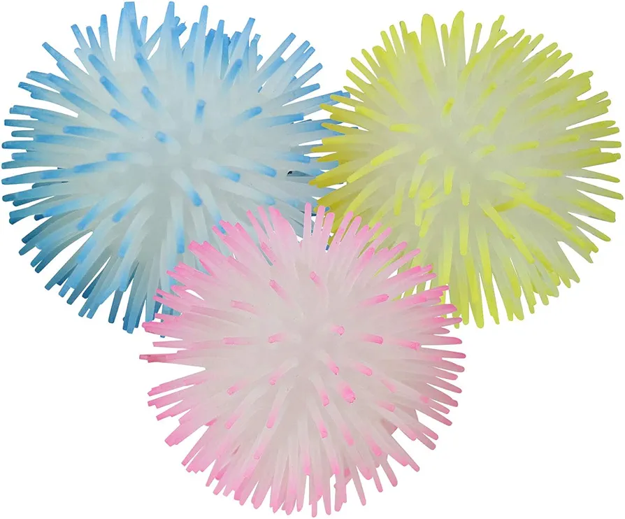 3 Glow in The Dark 4" Puffer Ball - Indoor Soft Hairy Air-Filled Sensory Ball- Sensory Fidget and Stress Balls - OT Autism (Set of 3 Random Color Balls)