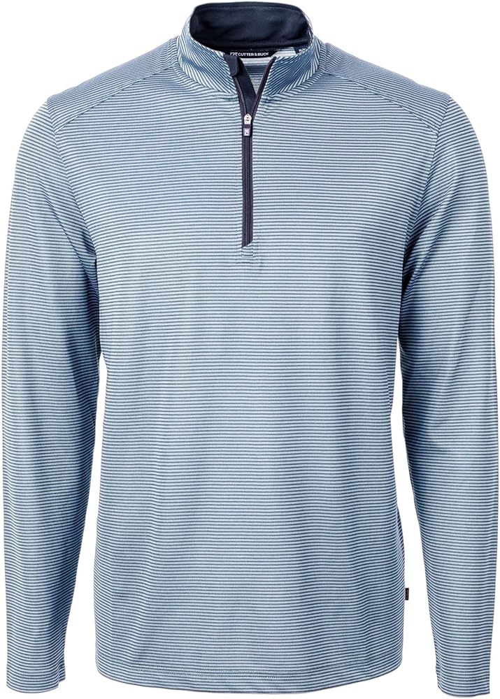 Cutter & Buck Virtue Eco Pique Micro Stripe Recycled Mens Quarter Zip