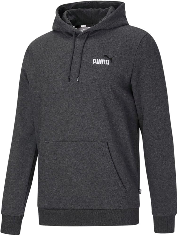 PUMA - Mens Ess+ Embroidery Logo Hoodie, Color Dark Gray Heather, Size: X-Large