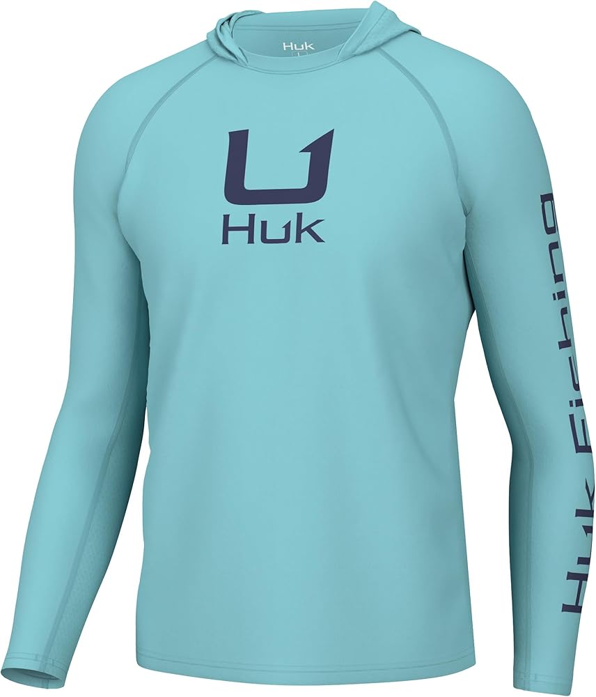 HUK Men's Standard Icon X Hoodie, Fishing Shirt with Sun Protection, Marine Blue