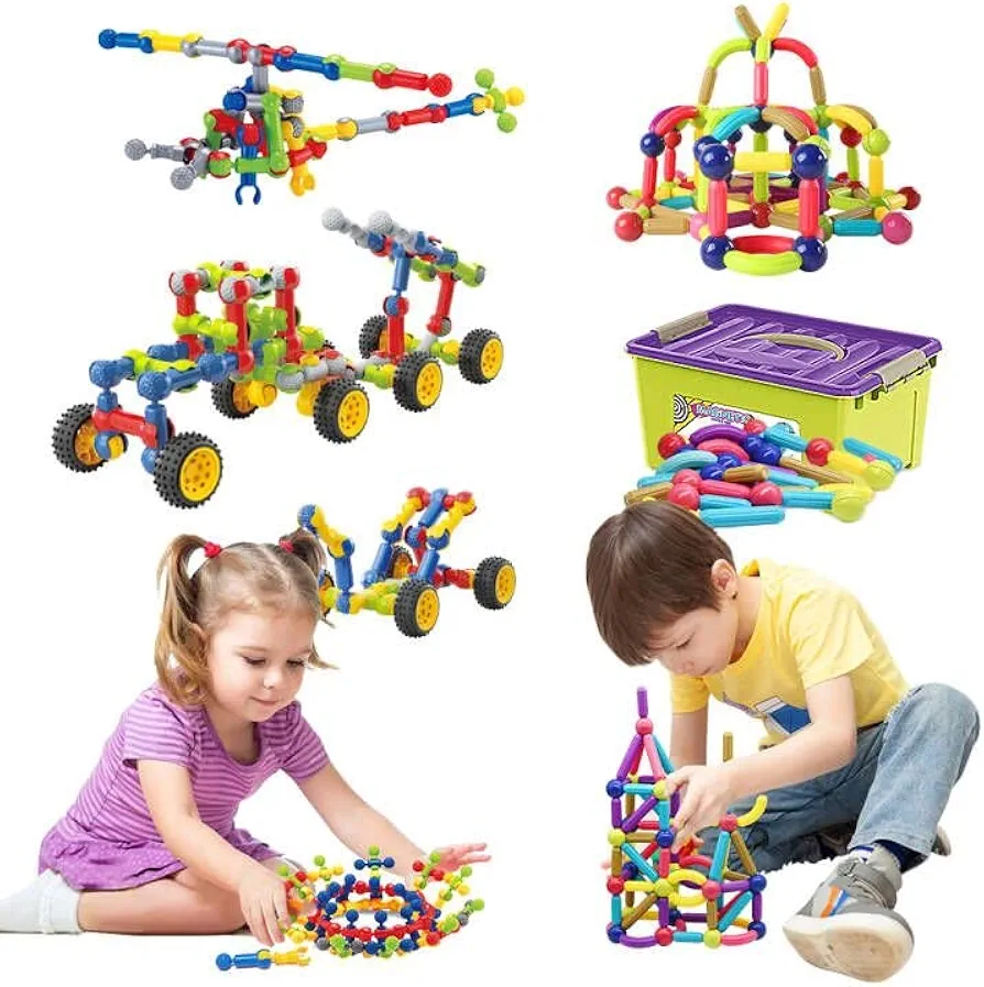 125piece kids building toys +88 piece magnetic building blocks for kids age 4-12 years old Children Creative Games Fun Play