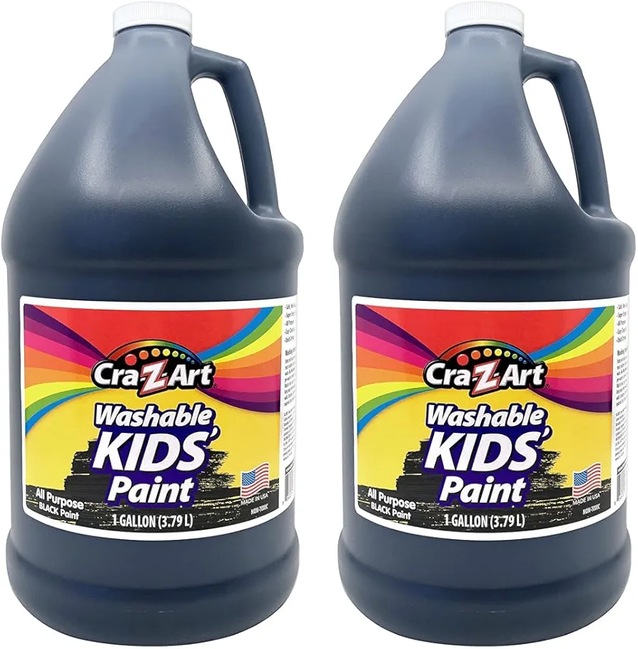 Cra-Z-Art Kids Washable Tempera Poster Paint Non-Toxic Art Supplies - Black - 1 Gallon (Pack of 2)