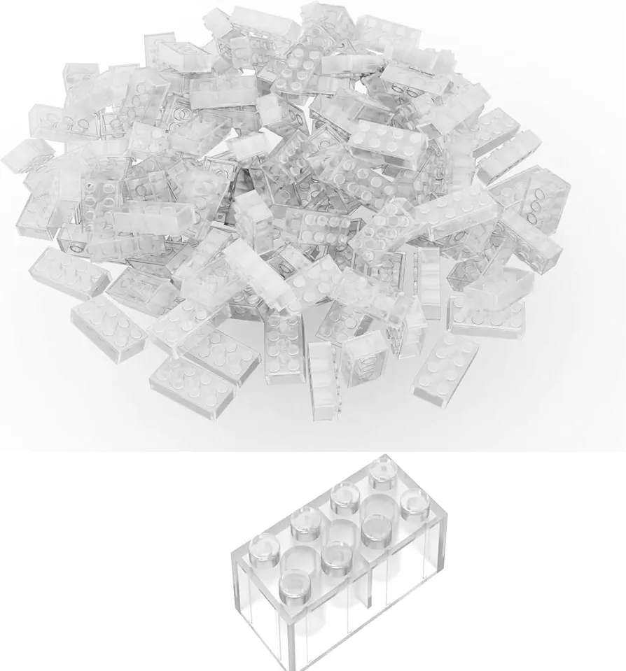 Classic Transparent Bricks Bulk, Transparent Clear Brick 2x4, Building Bricks Flat 300 Piece, Compatible with Lego Parts and Pieces: 2x4 Clear Bricks(Color: Transparent Clear)