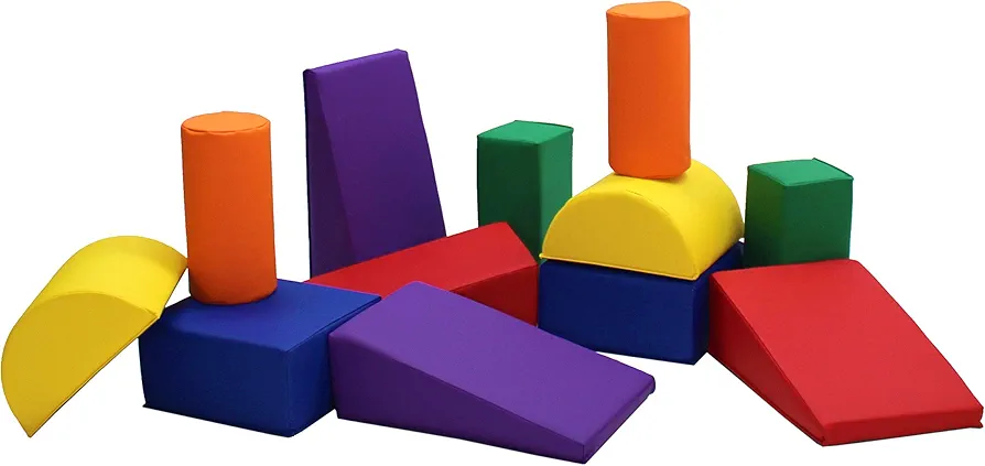 Factory Direct Partners 12273-AS SoftScape Toddler Builder Set, Colorful Soft Foam Playtime Building Blocks for Infants and Kids (12-Piece Set) - Assorted