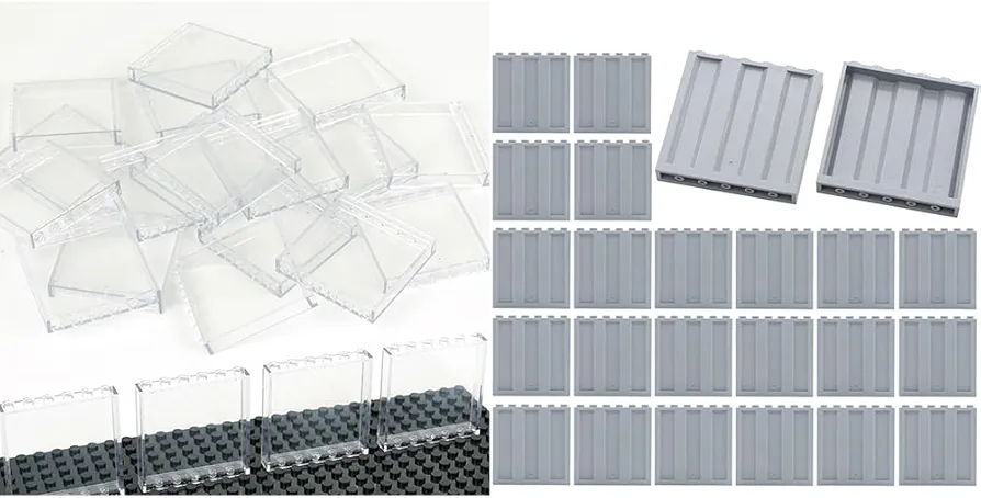 48 Pieces and Parts 1x6x5 Classic, Clear Tranparent Flat Plates Grey Flat Plates Panel Bricks