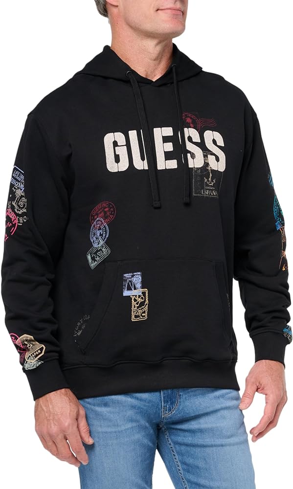 GUESS Men's Eco World Stamps Hoodie