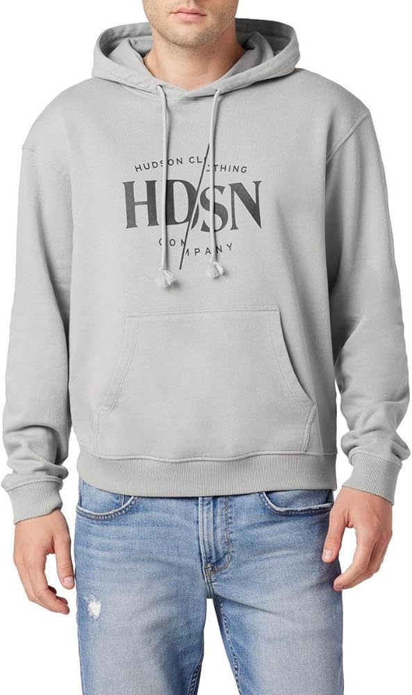 HUDSON Mens Graphic Pullover Hoodie Gray XXL