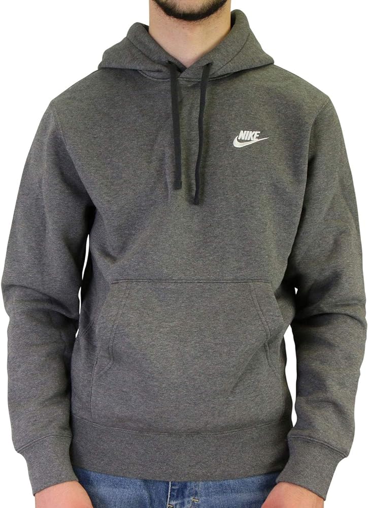 Nike Pull Over Hoodie, Charcoal Heather/Anthracite/White, Medium