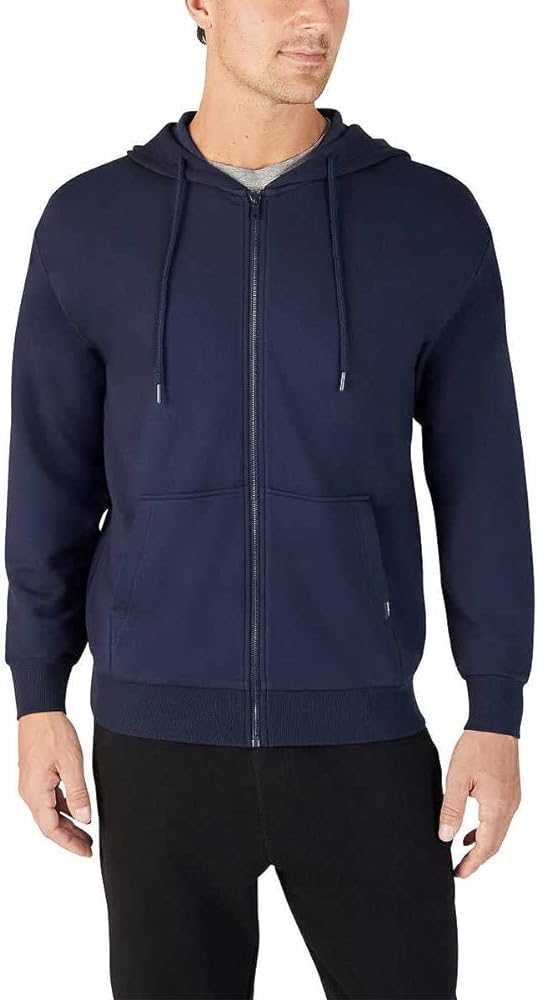 Eddie Bauer Mens Super Soft Heavyweight Full Zip Fleece Hoodie (Blue, Large)